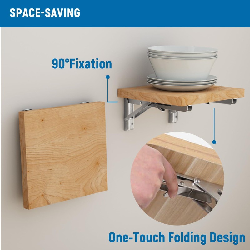 LEOPO 8 inch Folding Shelf Brackets-2 Pack Foldable Heavy Duty