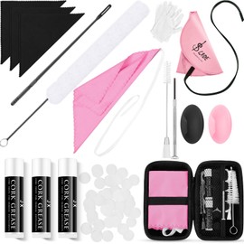Vesici 40 Pcs Flute Cleaning Accessories All in 1 Flute Cleaner Maintenance Kit Care Kit with Brush Cleaning Rod Swab Plugs Thumb Rest Cushion (Pink)