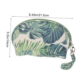 OATIPHO Monstera Leaf Pattern Cosmetic Pouch Stylish Makeup Bag Travel Toiletry Bag for Women Spacious Portable Design Durable Canvas Material for Easy Organization
