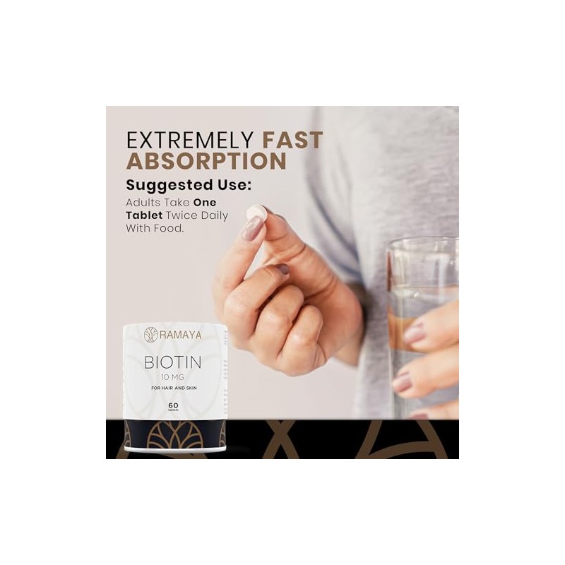 Biotin Hair Growth Supplement Vitamin B8 Minerals (2-Month Supply)