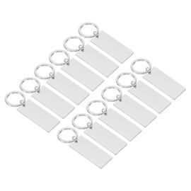 Patikil 12Pcs Metal Stamping Blanks, Rectangle Stamping Tags, Stainless Steel DIY Name Tag for Laser Engraving Keychain Couples, Silver Tone
