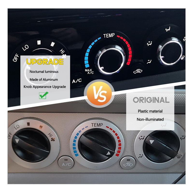 Xislet 3Pcs Tacoma AC Knobs Replacement Compatible with 2005-2015 Toyota
