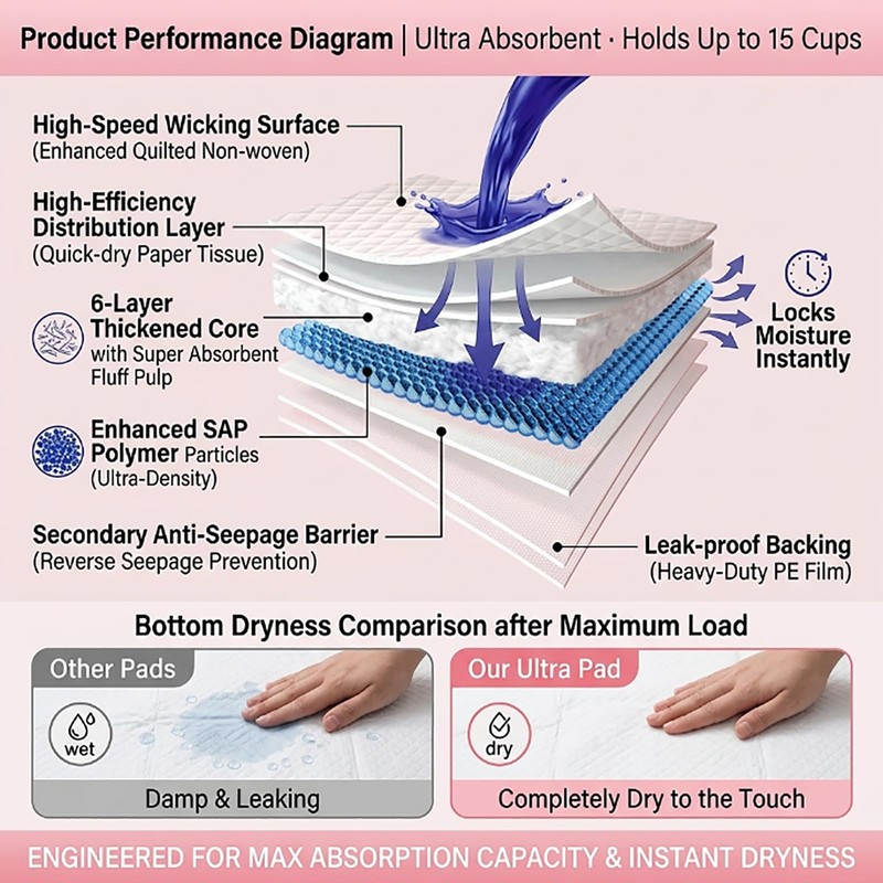 LUPENAN Cat Pee Pads,Super Absorbent,Odor Control with Lavender Scent,Multi Cat,16.9"x11.4"