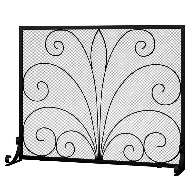 Fire Beauty Fireplace Screen,Handcrafted Wrought Iron,Flat Guard Metal Furnace Fireguards