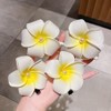 6Pcs Hawaiian Plumeria Flower Hair Clips with Pearl, 5cm and