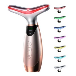 Facial Massager, 7 Colors Red Light Therapy for Face and Neck, Face Lift Device with 113F Heating Vibration for Multi Skin Care