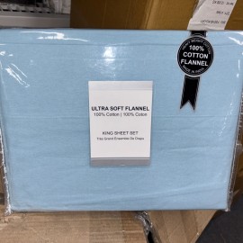 ULTRA SOFT FLANNELS KING Flannel Sheet Set 100% Cotton ULTRA  Soft, LIGHT BLUE  OEKO-TEX BRAND NEW