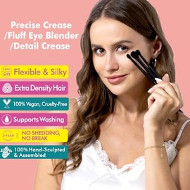 Bueart Design Juego De Brochas Para Difuminar Sombras De Ojos Con Cerdas Suaves Para Un Acabado Preciso Y Preciso. La Brocha Esponjosa Difumina Las Sombras Fácilmente (M15).