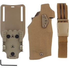 Zhongren Tactical Airsoft Holster G17/19 Compatible with X300/X300U Lights Quick Release Holster QLS Quick Mount Adapter Leg Shroud Drop Military Hunting Airsoft Accessories (Tan)