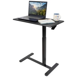Mount-It! Overbed Table, Height Adjustable Bedside Table with Wheels, Overbed Desk Breakfast Tray for Hospital, Medical and Home Use, Standing Desk, Gas Spring Height Adjustment, Black