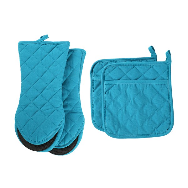 ARCLIBER Hot Pads and Oven Mitts,4PCS Heat Resistant Kitchen Gloves,Non-Slip