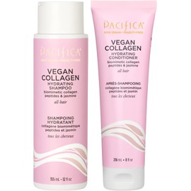 Pacifica Beauty, juego de champú + acondicionador hidratante de colágeno vegano, suaviza, restaura el brillo, aborda las puntas abiertas, para cabello seco y dañado, agrega brillo, humedad, sin sulfa
