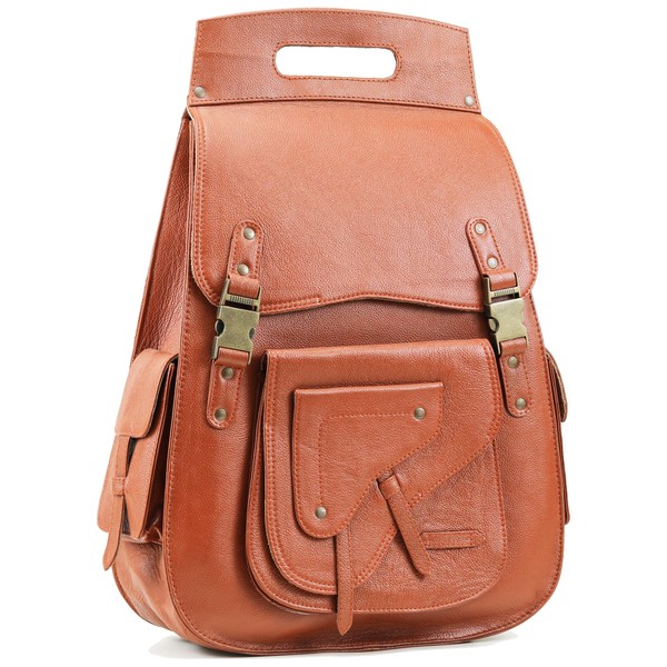 Handmade World Full Grain 18 Inch Leather Laptop Large Backpack