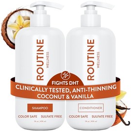 Routine Wellness - Juego de champú y acondicionador para cabello más fuerte, con biotina, seguro para color, sin sulfato, vegano, clínicamente probado