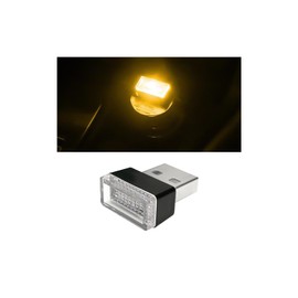 BESULEN Car Interior Atmosphere Lamp, Plug-in USB Interface LED Vehicle Ambient Lighting Kit, Portable Mini Automotive Night Light Decoration Accessories, Universal for SUV, Sedan, Truck (Yellow)