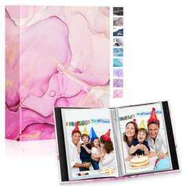 Lanpn Photo Album 10 x 15 cm 50 2 Packs Small Mini Leather Hardcover Slip-in Album for Portrait Photos Pictures Pink