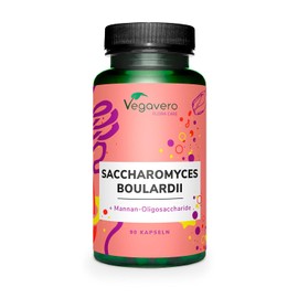 Saccharomyces Boulardii Vegavero | High Dose: 350 mg per Unit - 7 Billion Active Yeast Cultures | With Beta Glucans and MOS from Brewer's Yeast | Vegan & No Additives | German Production | 90 Capsules