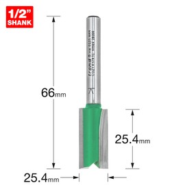 Trend CraftPro Straight Two Flute Router Cutter Bit, 1/4 Inch Shank, 12.7mm Cut Diameter & 25.4mm Cut Length, Tungsten Carbide Tipped, C021X1/4TC