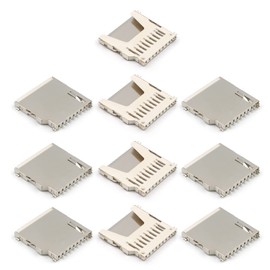 Fielect 10pcs SD Memory Card Socket Long Body PCB Mount Connector