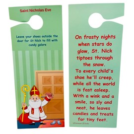 Saint Nicholas Eve Door Hanger Double-Sided Festive Holiday Decoration for Home and Tradition Inspiring Verse, Set of 2