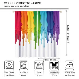 GoDazzling - Cortinas opacas abstractas de arco iris, pintura de color arco iris con gotas salpicadas, diseño gráfico creativo, cortinas de bolsillo para barra, para sala de estar, recámara, 42 x 54