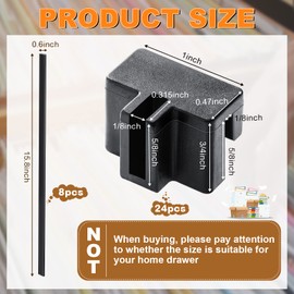 24 Pcs Hanging File Rail and Clip Set 16 Black Hanging File Clips 8 PVC File Cabinet Rails File Drawer Support Black Rail Clips for Home Office Storage to Keep Folders Neat and Organized(Plastic)