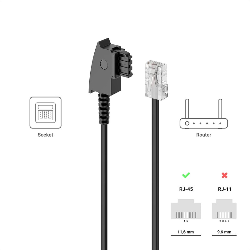 deleyCON 20 m Router Cable TAE-F to RJ45 (8P2C) Connection