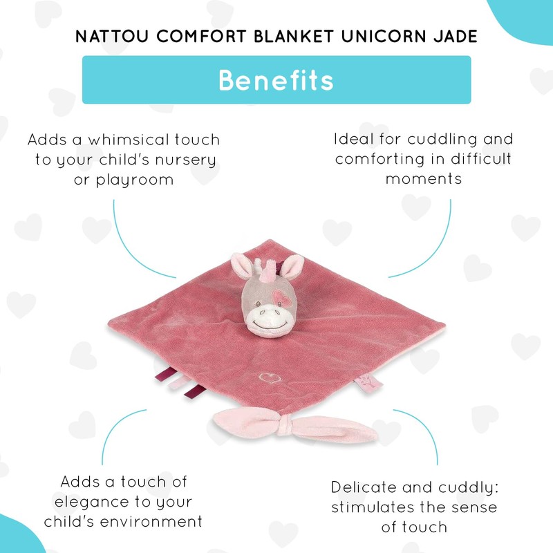 Nattou Comforter Security Blanket, Jade the Unicorn