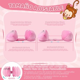 Reposacabezas de Viaje Ajustable para Bebés, Paquete de 2, Rosa