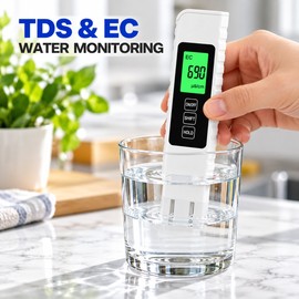 Digital TDS EC Water Tester for Hydroponics & Home Water Testing – 4-in-1 Meter with Backlit LCD for Everyday Monitoring