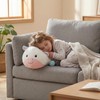 Kawaii Plush Cow Pillow – Soft Blue & White Stuffed