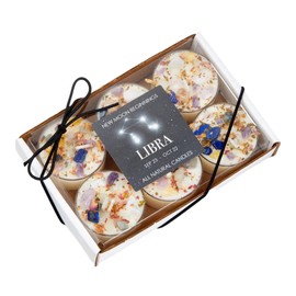 Libra Zodiac Candle (Sep. 23 - Oct. 22) - Soy Candle - All Natural Aromatherapy Candle - Libra Horoscope Candle - Crystal Candles - Set of 6 Tealights