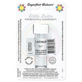 Sugarflair Platinum Edible Lustre Dust, Add a Lustrous Shine to Cakes or Decorations. Brush On or Add Rejuvenator to Create Eye-Catching Edible Paint, Gives Shine to Your Bakes - 2g