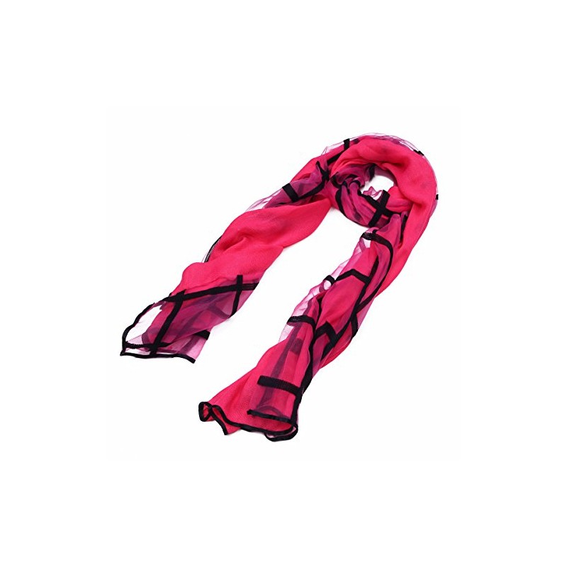 Premium 2-Layer Viscose Plaid Scarf, Hot Pink