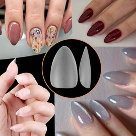 Short Almond Gel X Nail Tips Kit,510pcs Soft Gel Nail Tips Almond Shape,15 Size Pre-Shaped Matte Full Cover Acrylic Tip,15g Nail Glue For Press Ons Nails Tip,Mini Uv Nail Lamp,Easy Nail Extensions Set