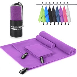 Toallas de Microfibra 3 Pack –Súper Absorbentes, Secado Rápido, Ligeras y Portátiles para Viaje, Playa, Natación, Yoga, Gimnasio, Camping – Incluye Bo