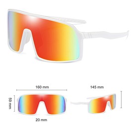 Polarized Sunglasses for Men Women, Fashion Windproof Driving Fishing Cycling Sun Glasses UV400 Protection (White/Red Orange)