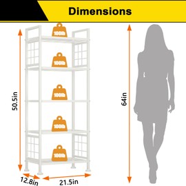 GIOTORENT 5-Wire Garage Shelving Storage Shelves, Metal Shelving Unit Pantry Rack, Kitchen Storage Adjustable Shelf 750Lbs Capacity for Laundry Kitchen Bathroom Organizer(White)