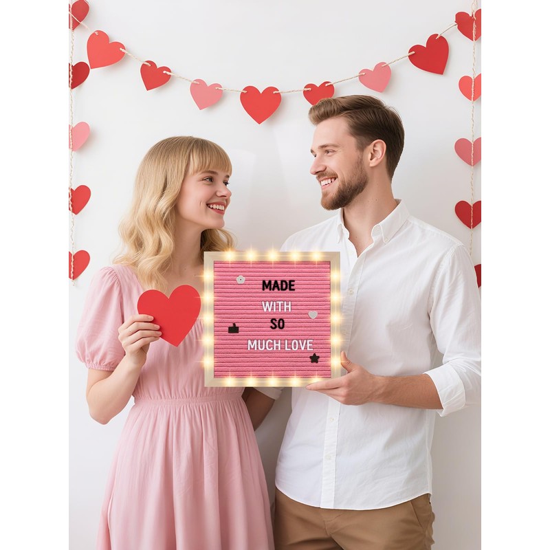 Changeable Felt Letter Board with LED Lights - 10×10" Message