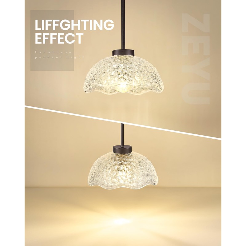 zeyu 2 Pack Pendant Lights, Kitchen Pendant Lighting Island, 10.4''