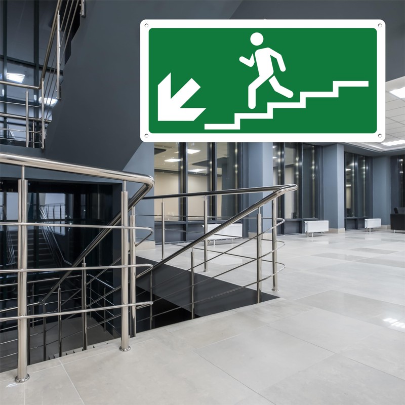 Pubblimania Stair Descent Left Emergency Exit | Aluminium Composite Sign