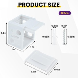 SATUY 8 Pcs 1 inch Blind Brackets, Mini Blinds Box Mounting Bracket, Window Blinds Headrail Bracket with Mounting Screws and Expansion Bolts for Headrail Holder