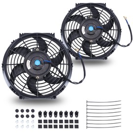 FGJQEFG 10 Inch Universal Slim Fan Push Pull Electric Radiator 12V 80W High Performance Cooling Fan Mount Kit Black 2 Pcs
