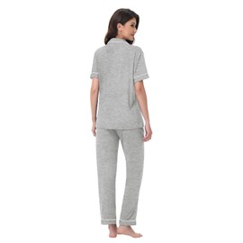 YOPUGEE Ladies Pajamas Sets Cotton Summer Sleepwear Maternity Short Sleeve Pajamas Sets 2 Piece Lounge Set Light Grey M