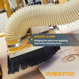 POWERTEC 70225 4 Inch Right Hand Keyed Bridge Hose Clamp, Thumb Screw Key Adjustable Stainless Steel Hose Clamps for Dust Collection, Dust Collector and Dryer Vent Hose, 5 pack