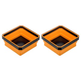 sourcing map 2Pcs Collapsible Magnetic Parts Tray Foldable Tool Trays Square Small Metal Parts Organiser for Fixing Screw Bolts Nuts Washers Pins, Orange