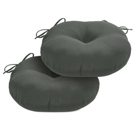 HOMELYSIAN Round Outdoor Chair Cushions, Tufted Bistro Chair Cushions with Ties, Thickened Round Seat Cushion for Patio Furniture, 2 Pack, 15x15 Inch, Dark Grey