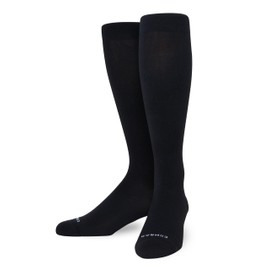 Comrad Nylon Knee High Socks - 15-20mmHg Graduated Compression Socks, (Wide Calf Medium, Black) - Soft & Breathable Support Socks for Men, Pregnant Women, Nurses, Home, Work, & Travel