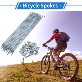 VekAuto 1 Set Bicycle Spokes 12G 185mm Length Bike Wheel Spokes Universal Carbon Steel Galvanized Silver Tone Nipple