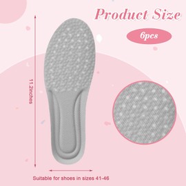3 Pairs Cloud Technology Insoles Soft Foam Cushioning Soles Flexible Trim Insoles Comfortable Absorption Sports Shoe Soles for Men and Women Shock-Absorbing Foot Support(Grey,40-46 Yards)